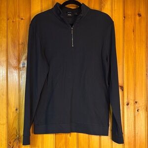 BOSS Men’s Navy Quarter-Zip Textured Sweater